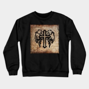 Cross & Angel Wings Spiritual Vintage Design Cool Gift of Faith Crewneck Sweatshirt